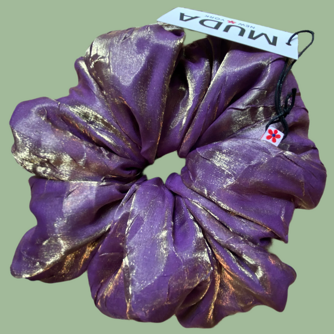 Purple Shimmer Silk Satin Scrunchie