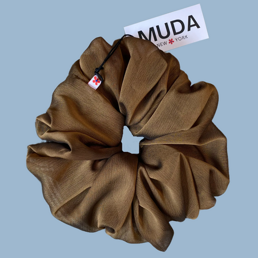 Brown Chiffon Scrunchie