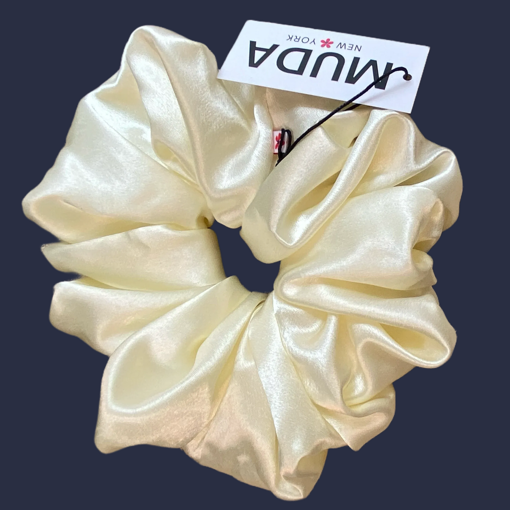 Cream Silk Satin Scrunchie