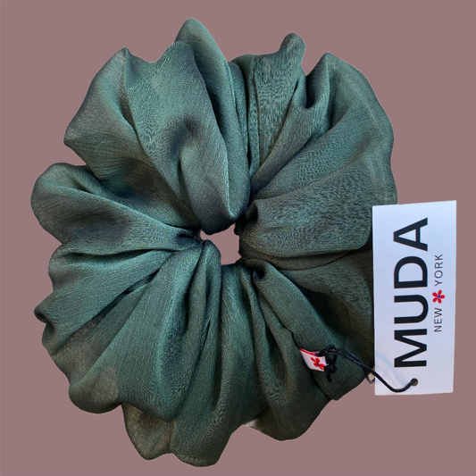 Olive Green Chiffon Scrunchie