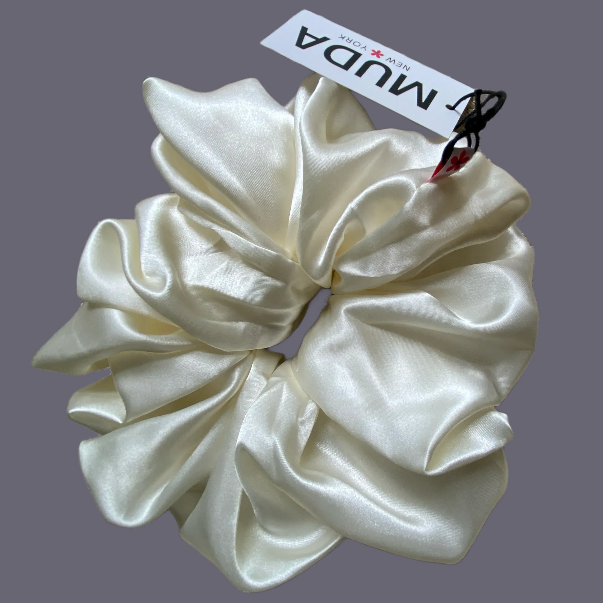 White Silk Satin Scrunchie